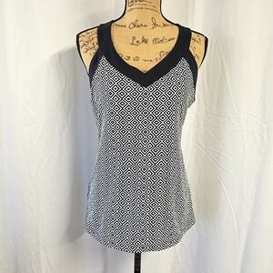 Lucy Black and White Geometric Racerback Tank Top